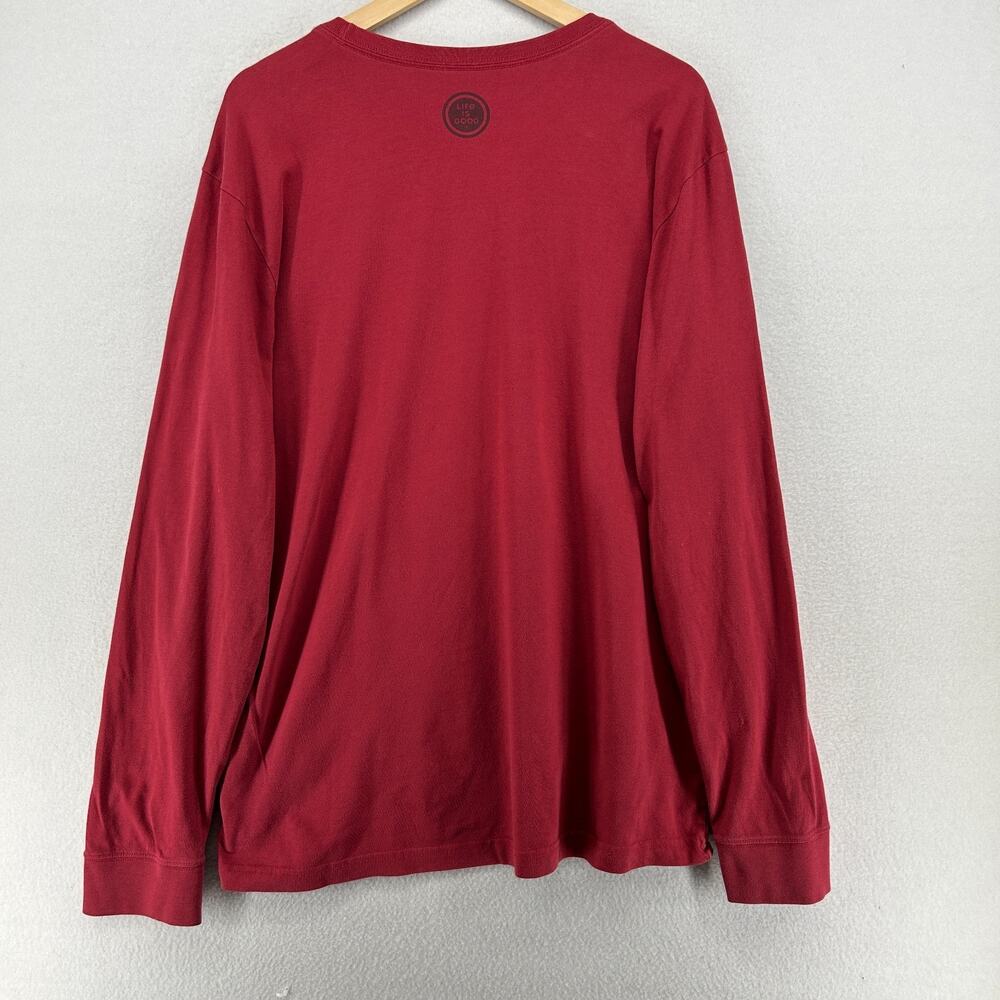 LIFE IS GOOD Shirt Mens L I'll Be Watching You Dog Long Sleeve Crusher Tee Red - Picture 3 of 12